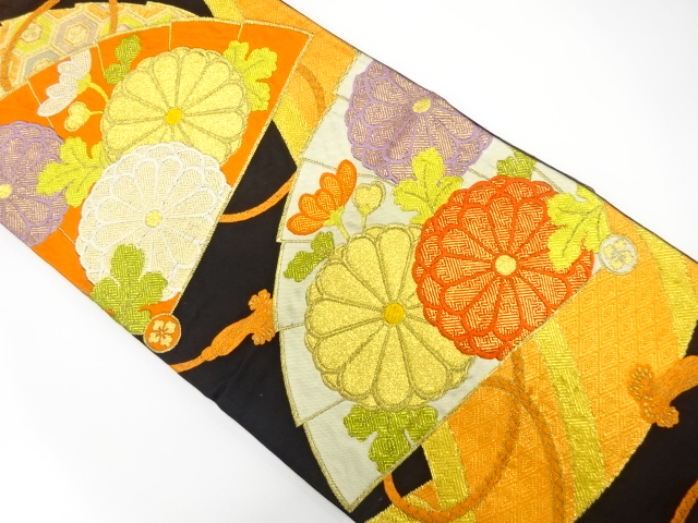 JAPANESE FUKURO OBI / WOVEN FOLDING FAN PATTERN